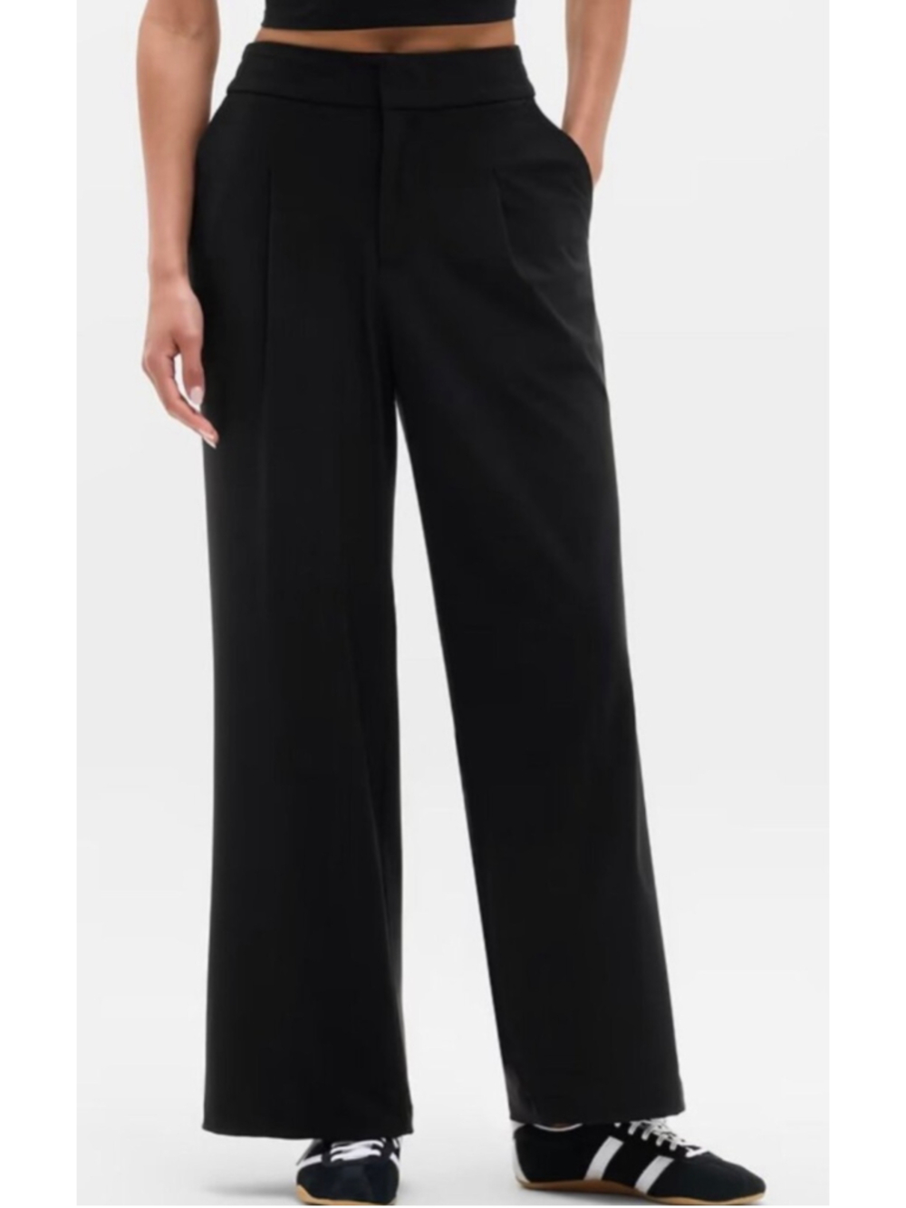 Athleta Pinnacle High Rise Trouser Flowy Wide Leg Pants Black Women's Size 10